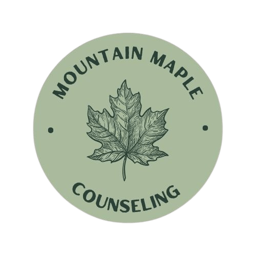 Mountain maple counseling logo a maple leaf